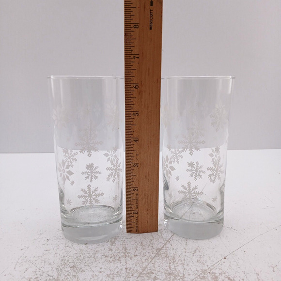 Libbey Premiere Snowflake Glasses Set of 4 ~ 2 Goblet & 2 Tumbler Glass - Picture 7 of 15
